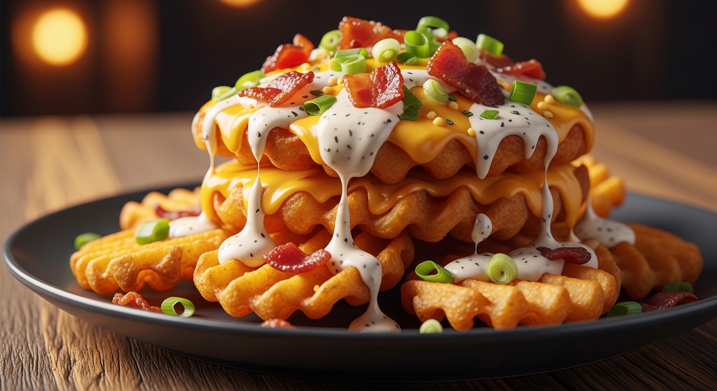 Applebee's Brew Pub Loaded Waffle Fries - Appetizers